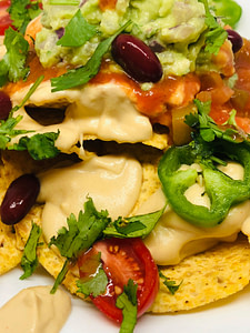 vegan nachos with vegan cheese